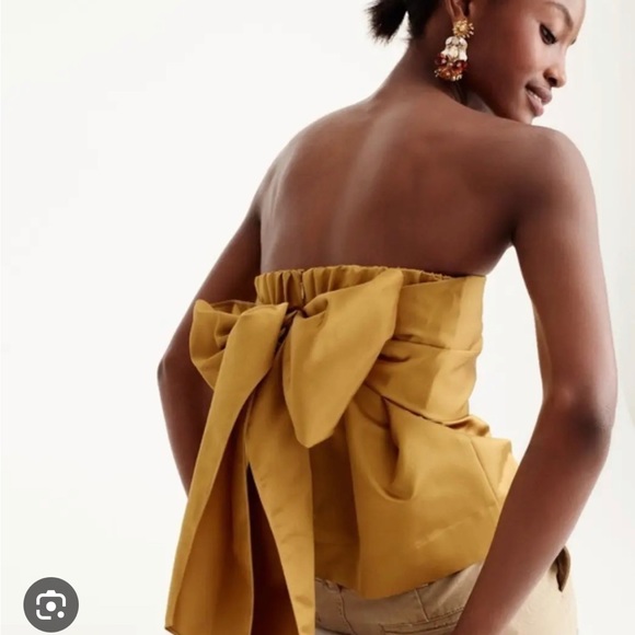 NWT J. Crew Satin/Silk Strapless Back Bow Tie Sash Blouse Size 2 - Picture 5 of 8